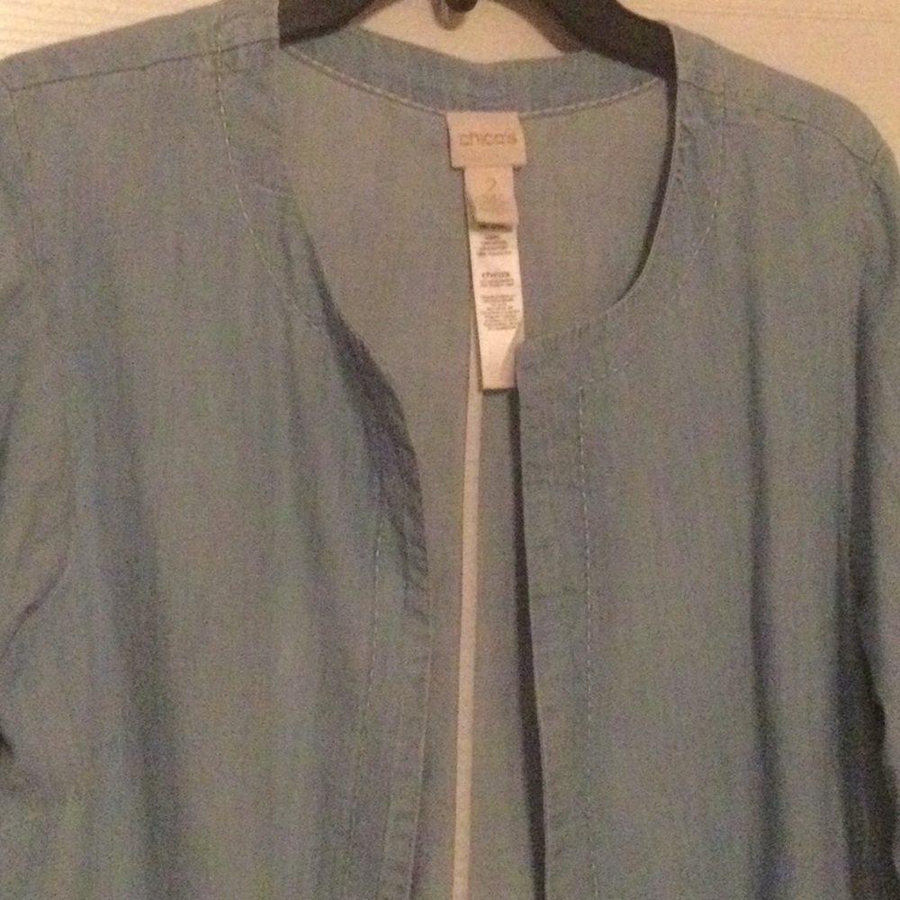 Chambray, 100% cotton duster by Chico’s. Size 2 at Chico’s, which is size 12. - Picture 2 of 11